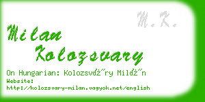 milan kolozsvary business card